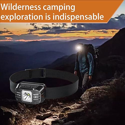 Miniatura 5 de Linterna frontal LED, faros delanteros giratorios con sensor brillante, 350 lúmenes, ultraligero y brillante, con luz blanca y roja, movimiento