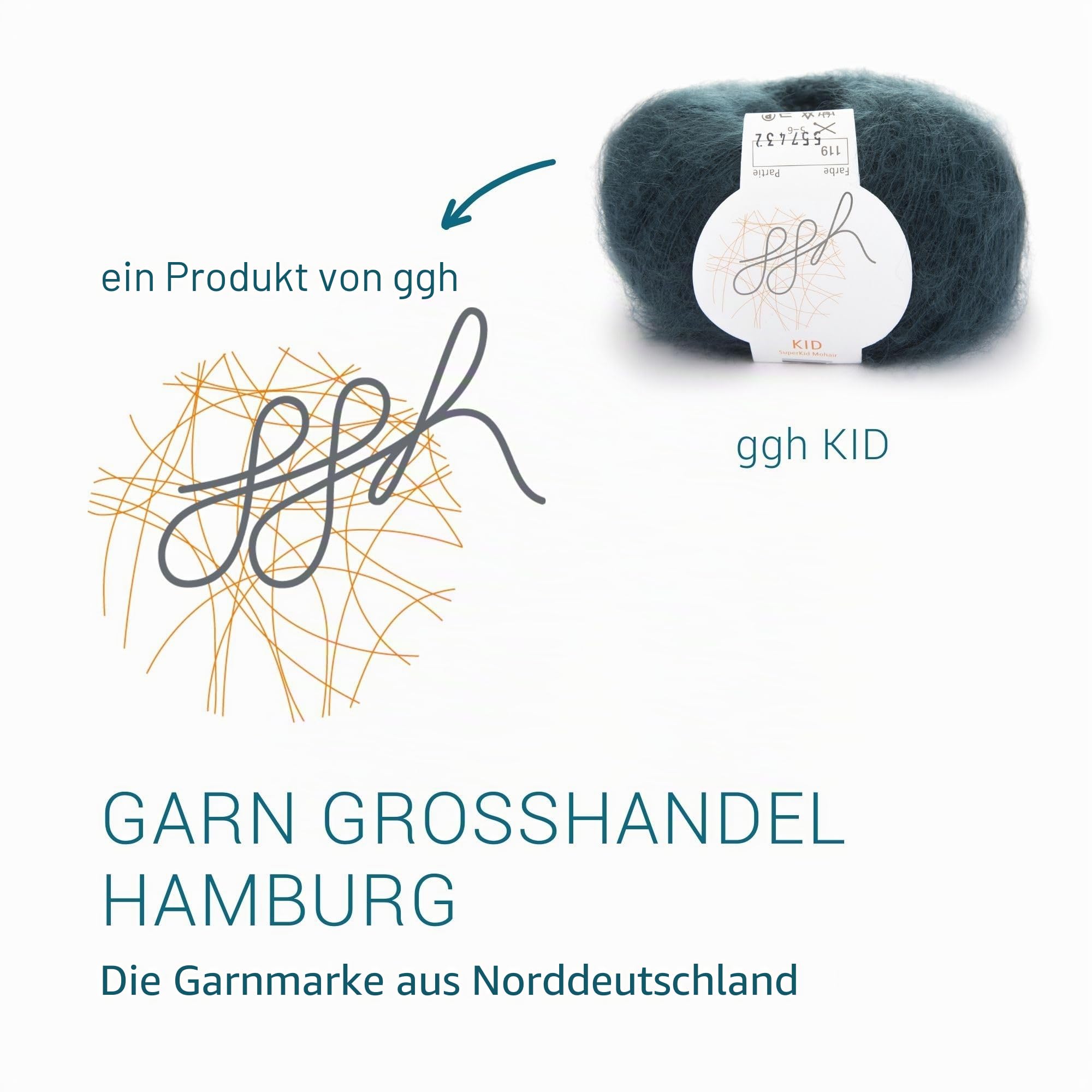 ggh Kid Box - 6 Knäuel Strickwolle aus Kid Mohair - 119 - Grüner Schiefer