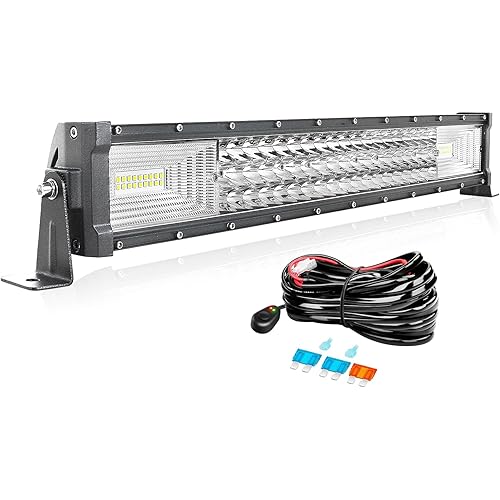 AUXTINGS 22 inch 270W Triple Row LED Light Bar Work Light Spot Flood Beam with Wiring Harness kit Switch for Trucks Tractor 4X4 Jeep Boat Off Road Auto Fog Driving Lamp 12V 24V Waterproof IP67