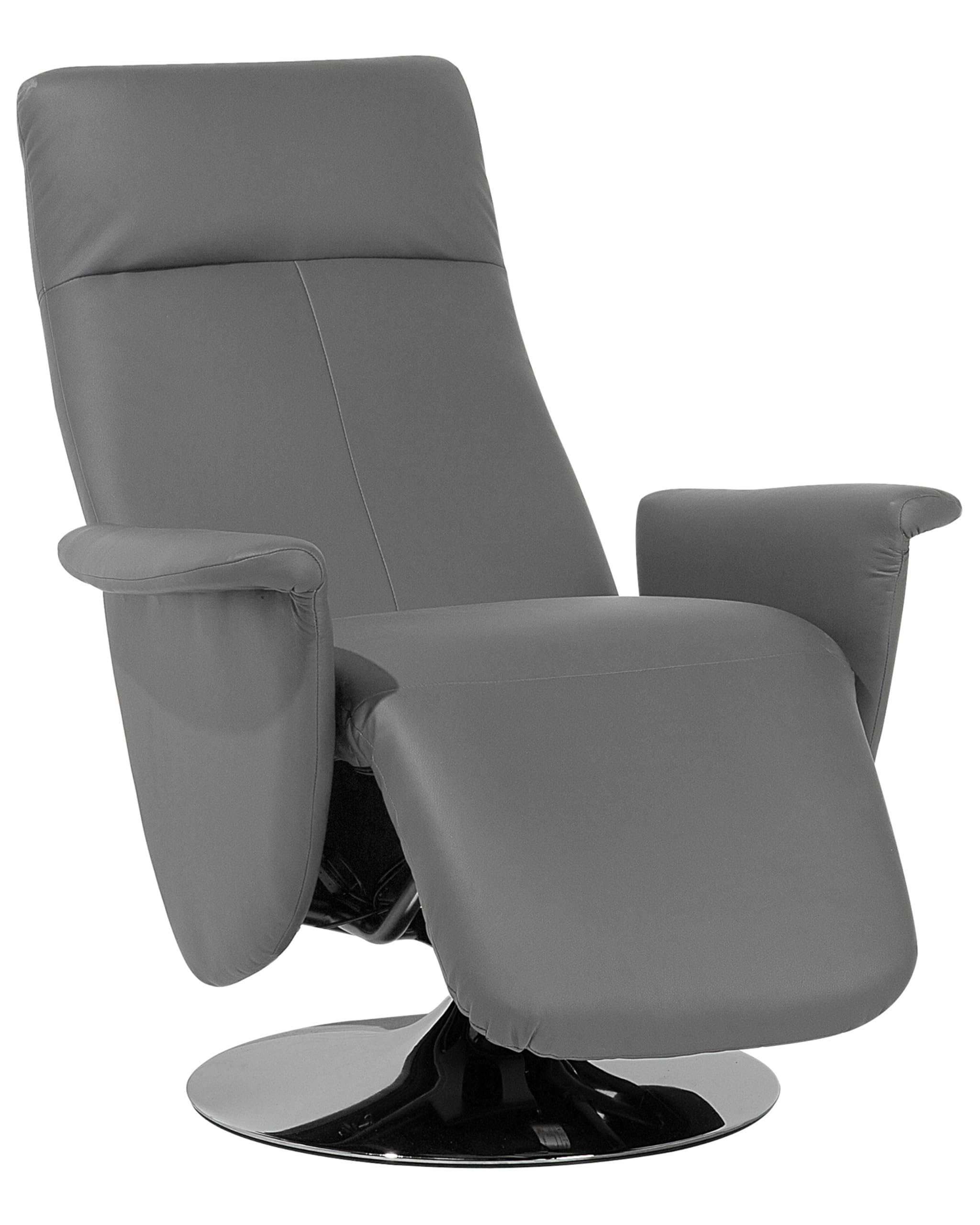 Eleganter Wohnzimmer Sessel Kunstleder grau elektrisch verstellbar Prime