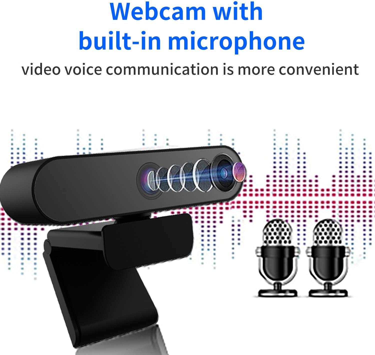 【Upgraded】1080P FULL HD Webcam with Mic, Quick Focus, Computer Camera with Privacy Cover, PC camera for Online Video Education, Portable Camera, USB PC Webcam for Video Call, Recording, Meeting, Games