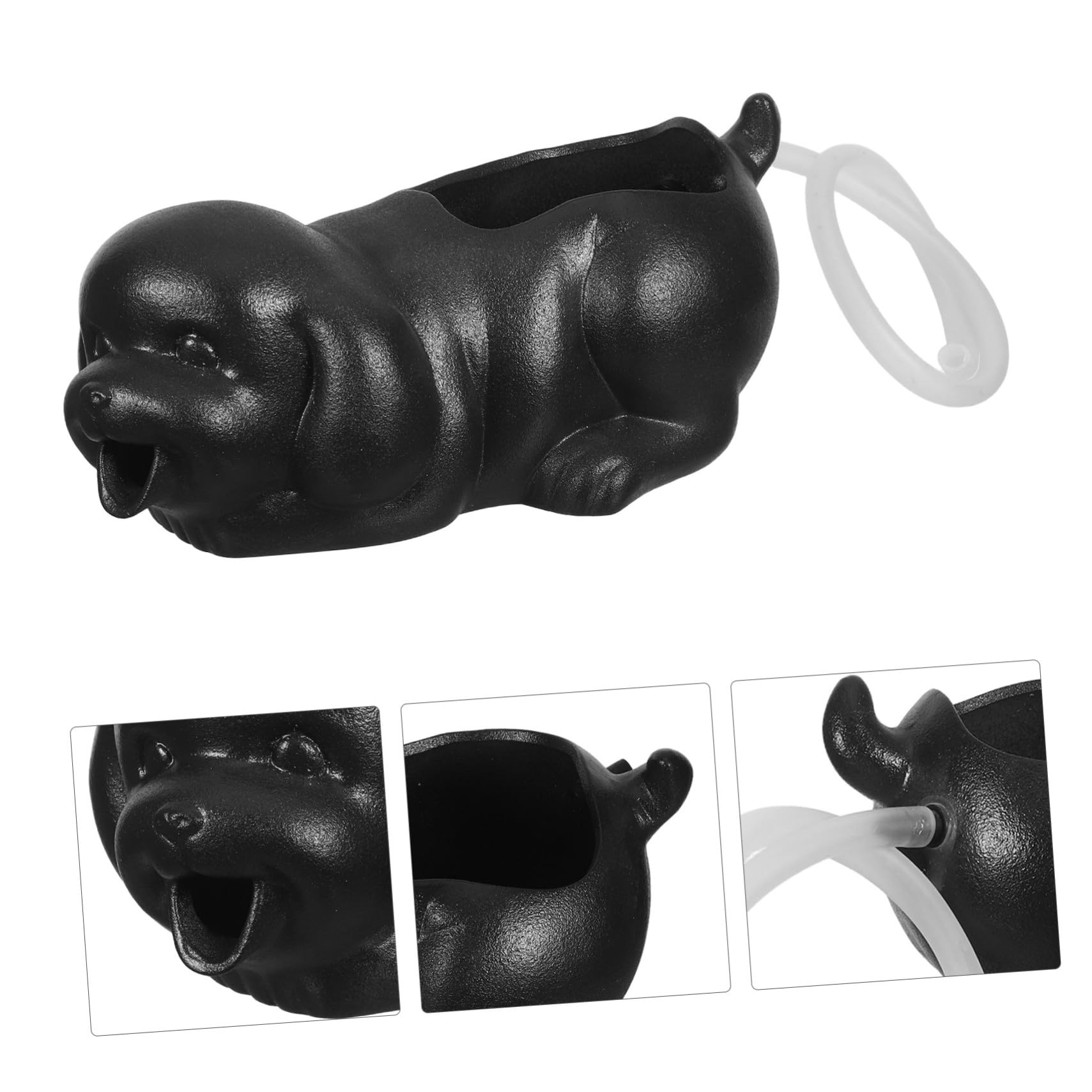 HEMOTON Fontana in Ceramica Forma di Cane per Acquario Decorazione con Flusso Circolazione d Acqua Vasetto Ecologico con Filtraggio Naturale e Supporto per Piante Accessorio per Giardino