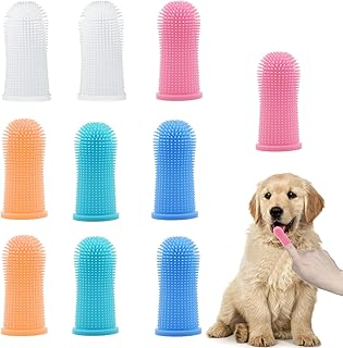 iCovalescent Pack of 10 Dog Toothbrush, 360º Dog Finger Toothbrush, Cat, Reusable Silicone Pet Teeth Cleaning Toothbrush Kit for Dogs, Cats & Small Pets Dental Care (5 cm) product image