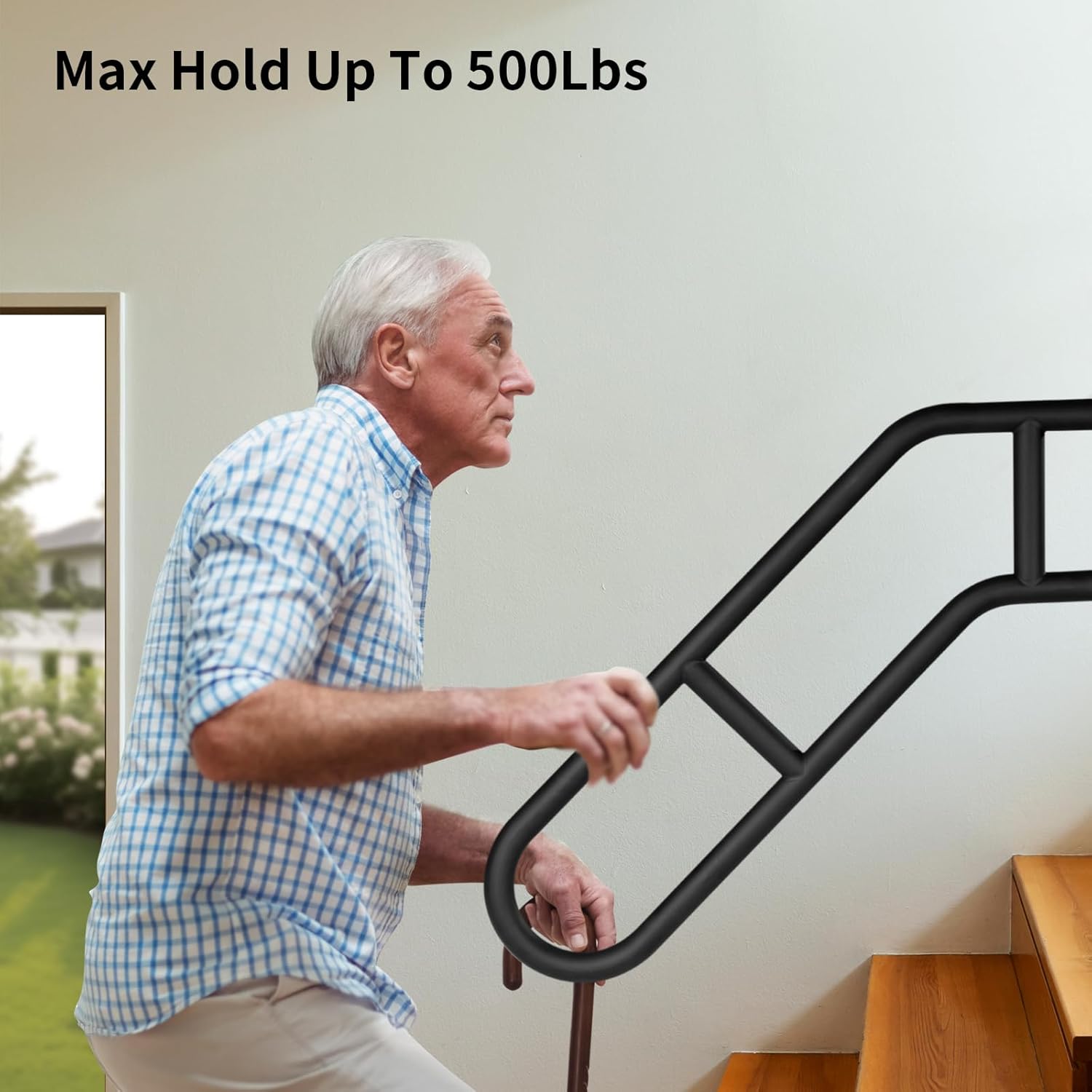 ROTHLEY Hand Rails for Outdoor Steps,Hand Rails for Elderly Porch Railing Deck Hand Rail Wall Mount Stair Hand Grab Bars U-Shape Safety Handle