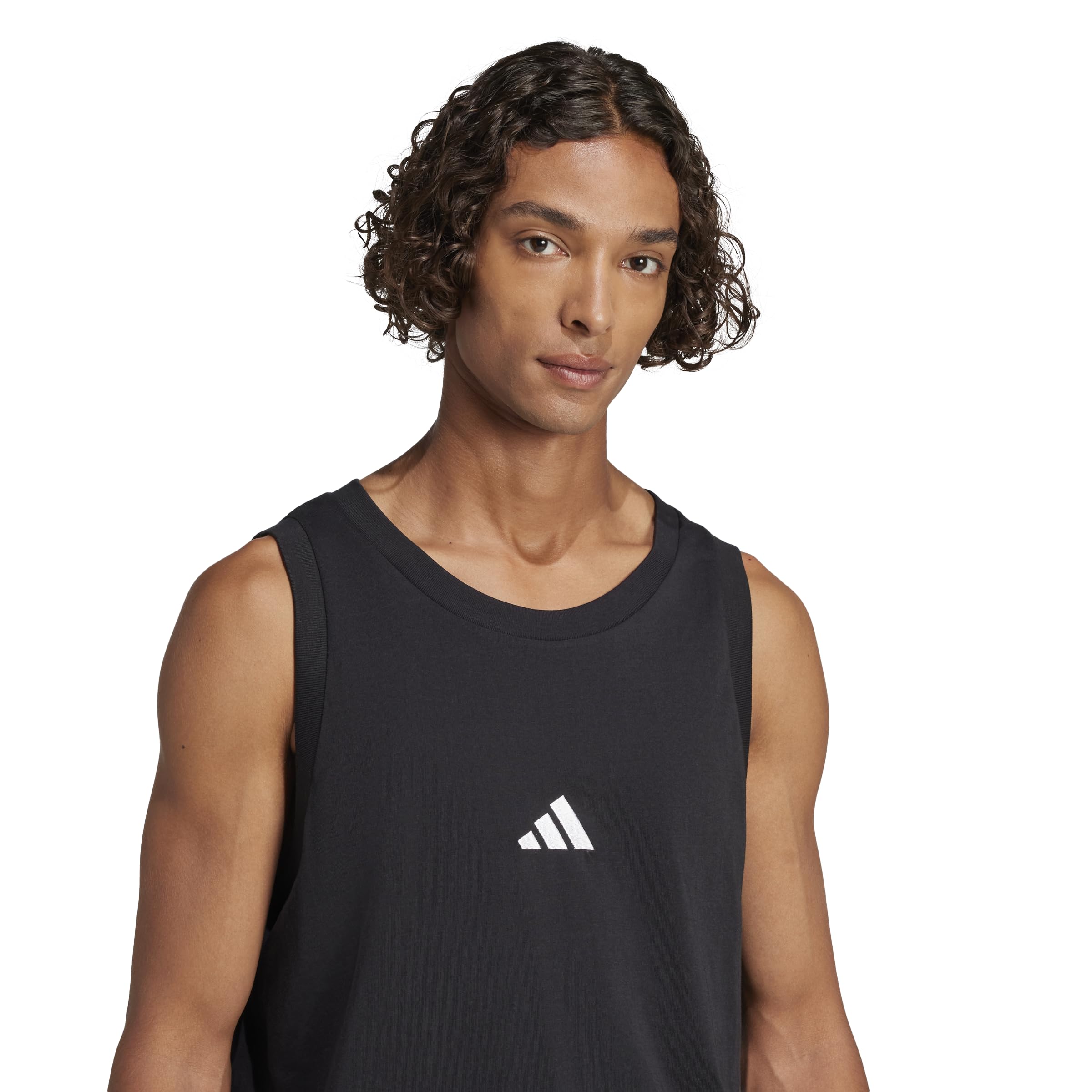 adidas Essentials - Camiseta sin mangas con logotipo pequeño para hombre