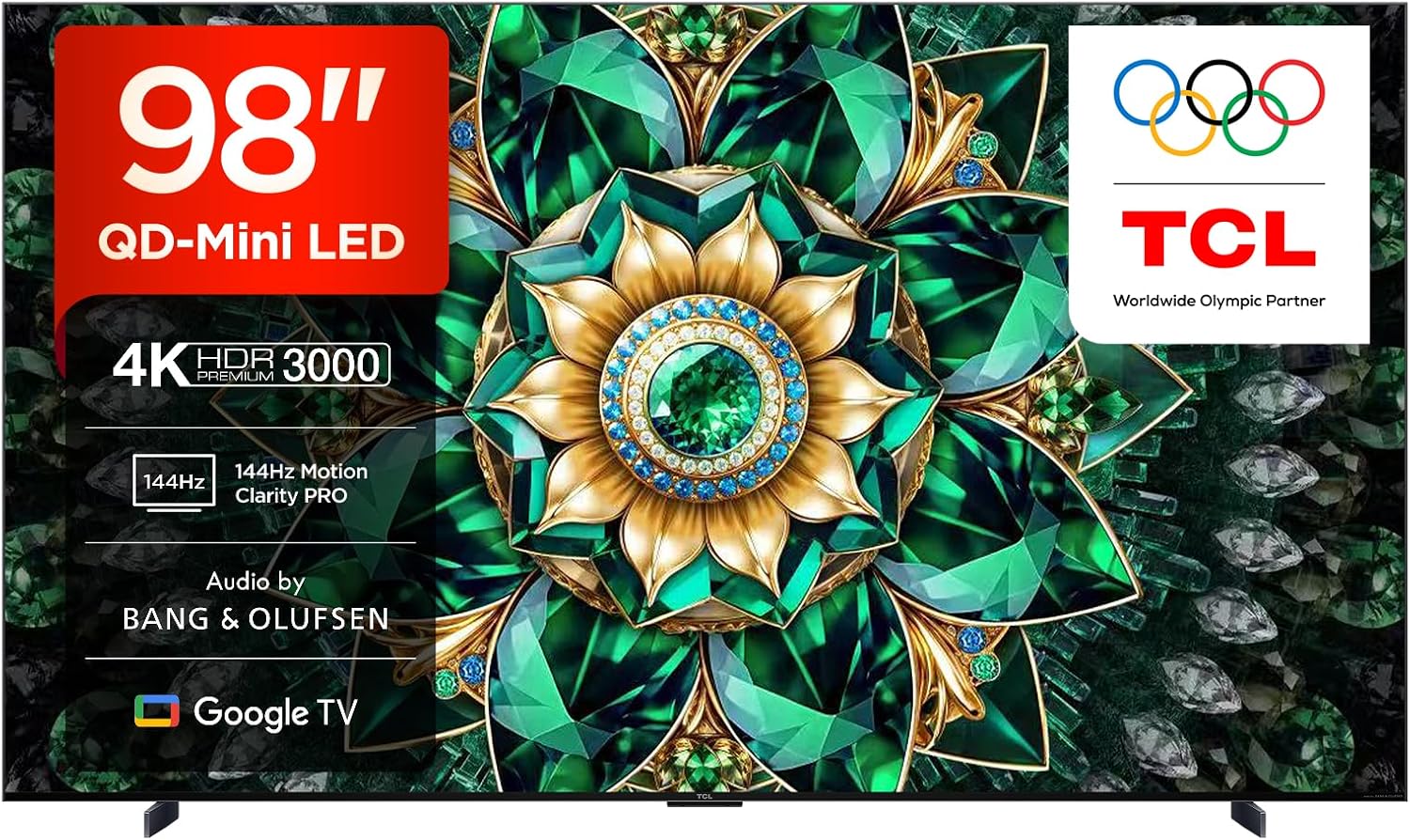 TCL تلفزيون QD-Mini LED 98Q7C-UK بدقة 4K HDR بريميوم 2600، تلفزيون ذكي مدعوم من جوجل تي في - 4K 2026 - view 1