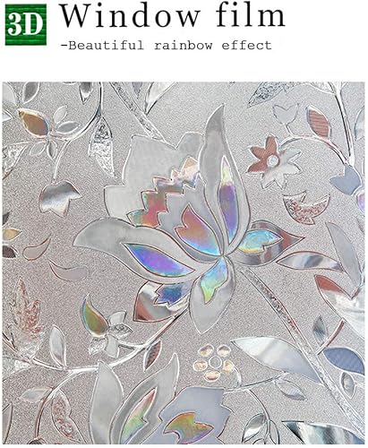 Miniatura 5 de Niviy Película 3D para ventana, no adhesiva, estática, de 17.7 x 118 pulgadas, película decorativa para ventana, control de calor extraíble para
