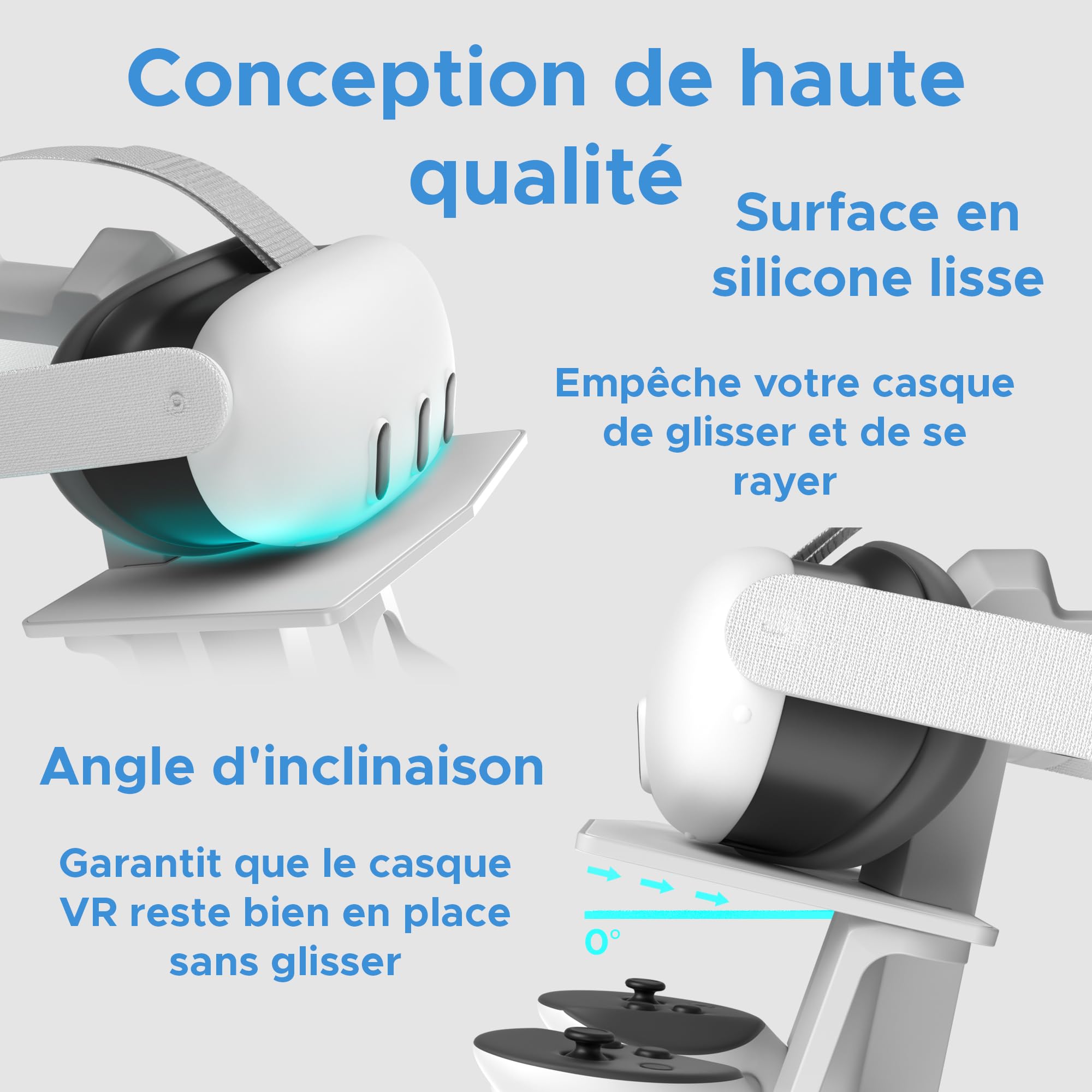Digicharge Support de Casque VR pour Meta Quest 3S / Quest 3 / Oculus Quest 2 VR Mount Display Storage pour Casque et manettes tactiles