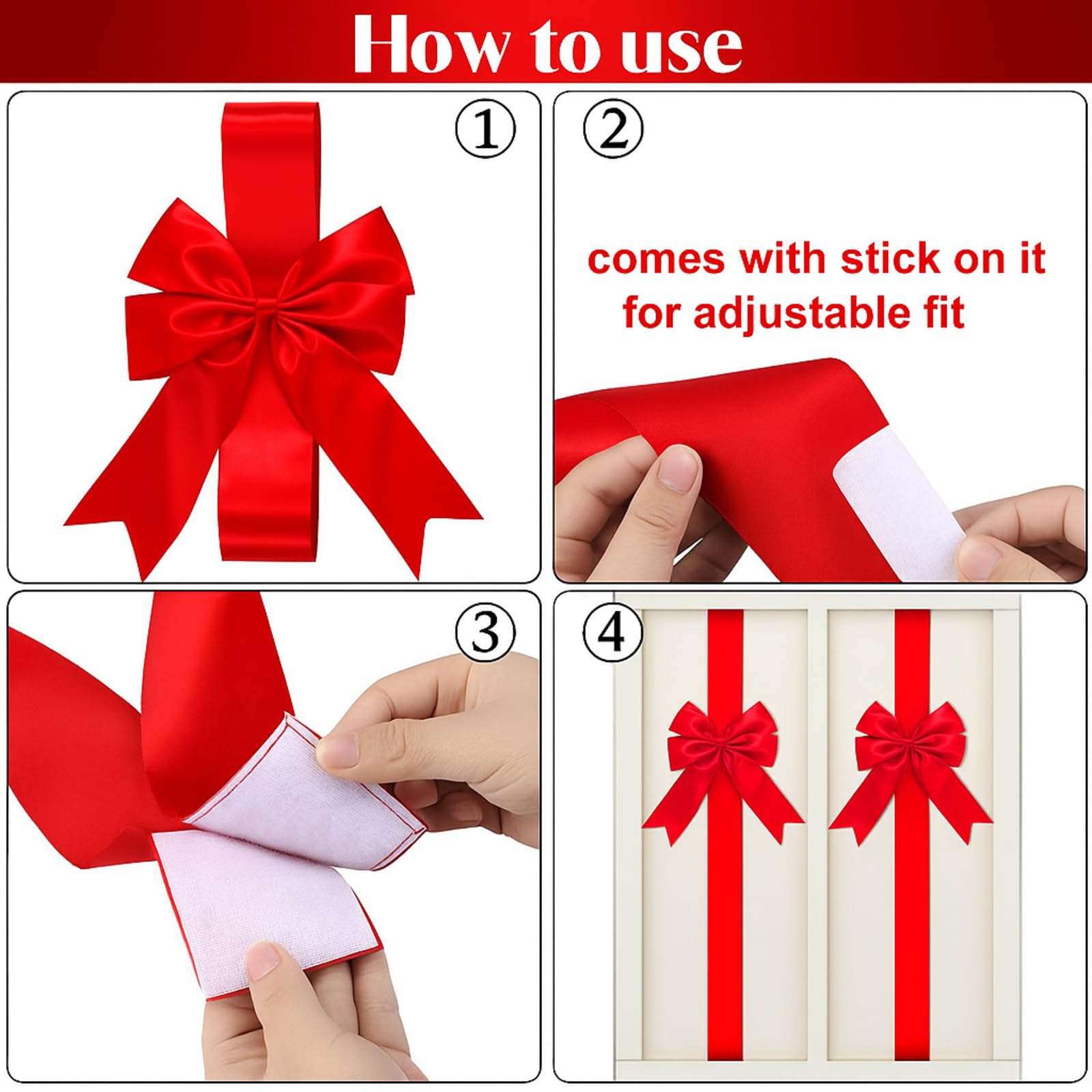WILLBOND - Cintas de Navidad para gabinete (9 unidades), color rojo