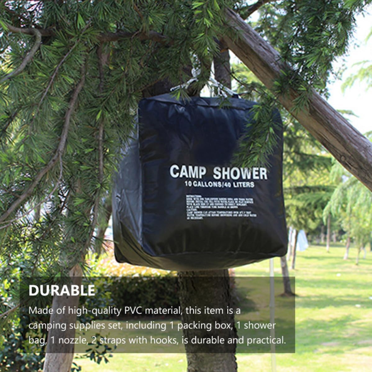 Solar Shower Bag 40l Portable Camping Water Bag with Tap PVC Material Solar Heating Picnic for Fishing and Hiking