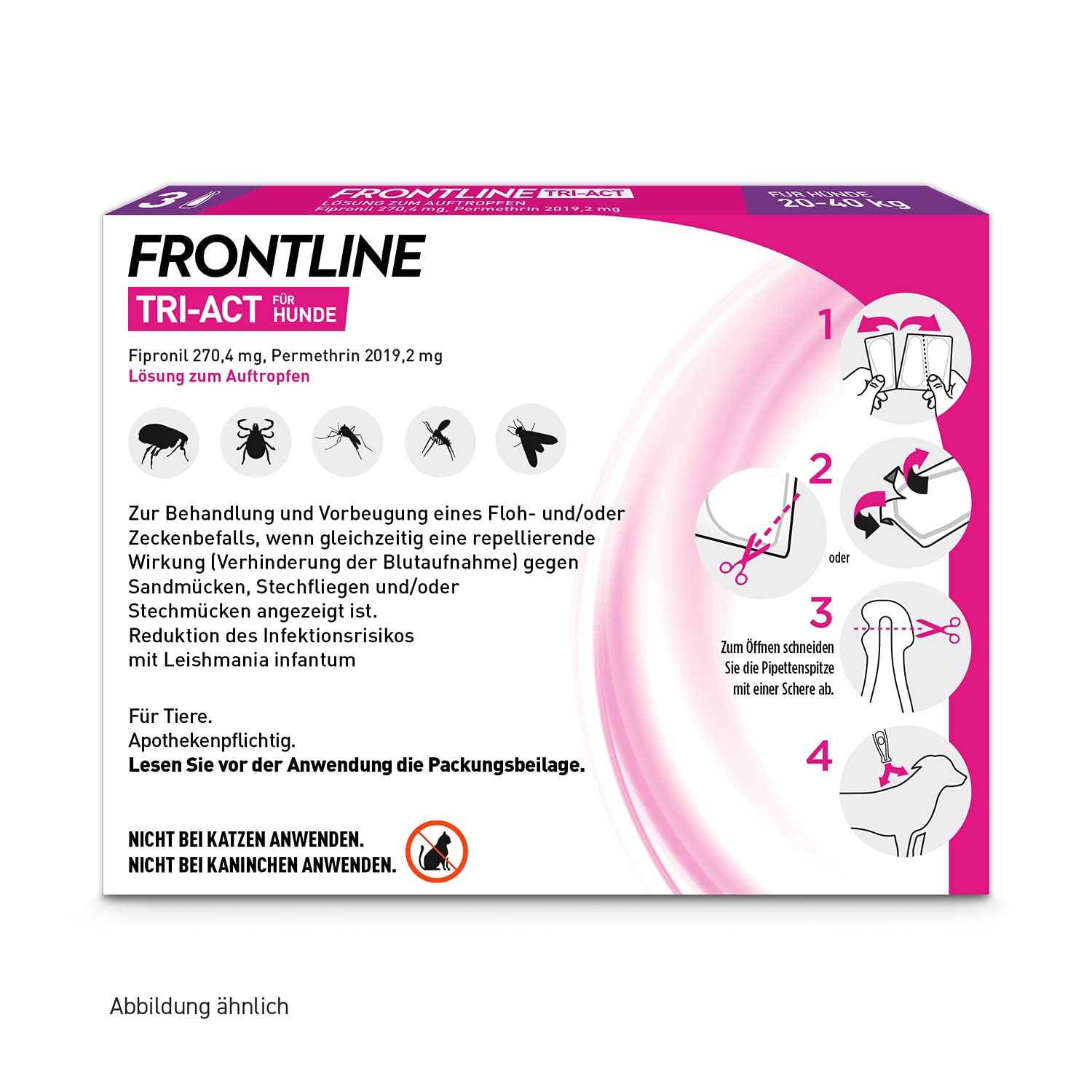 FRONTLINE TRI-ACT Hund L gegen Zecken, Flöhe & Mücken (20 bis 40 kg)