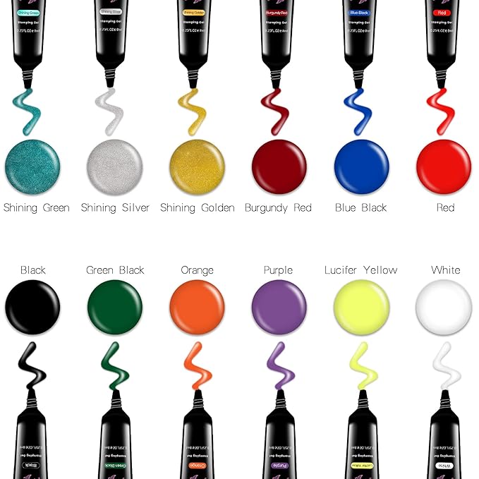 SEISSO Esmaltes para Estampado UV, 12 Colores, 0.25 Fl Oz Cada uno miniatura 2
