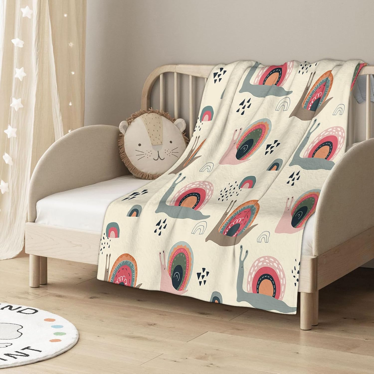 Throw Blanket 40x50 Inch,Cute Funny Rainbow Snails in Abstract Scandinavian Style Cozy Soft Lightweight Fuzzy Flannel Blanket 50x40 Inch Suitable for Couch Bed Sofa Living Room in All Seasons - Image 5