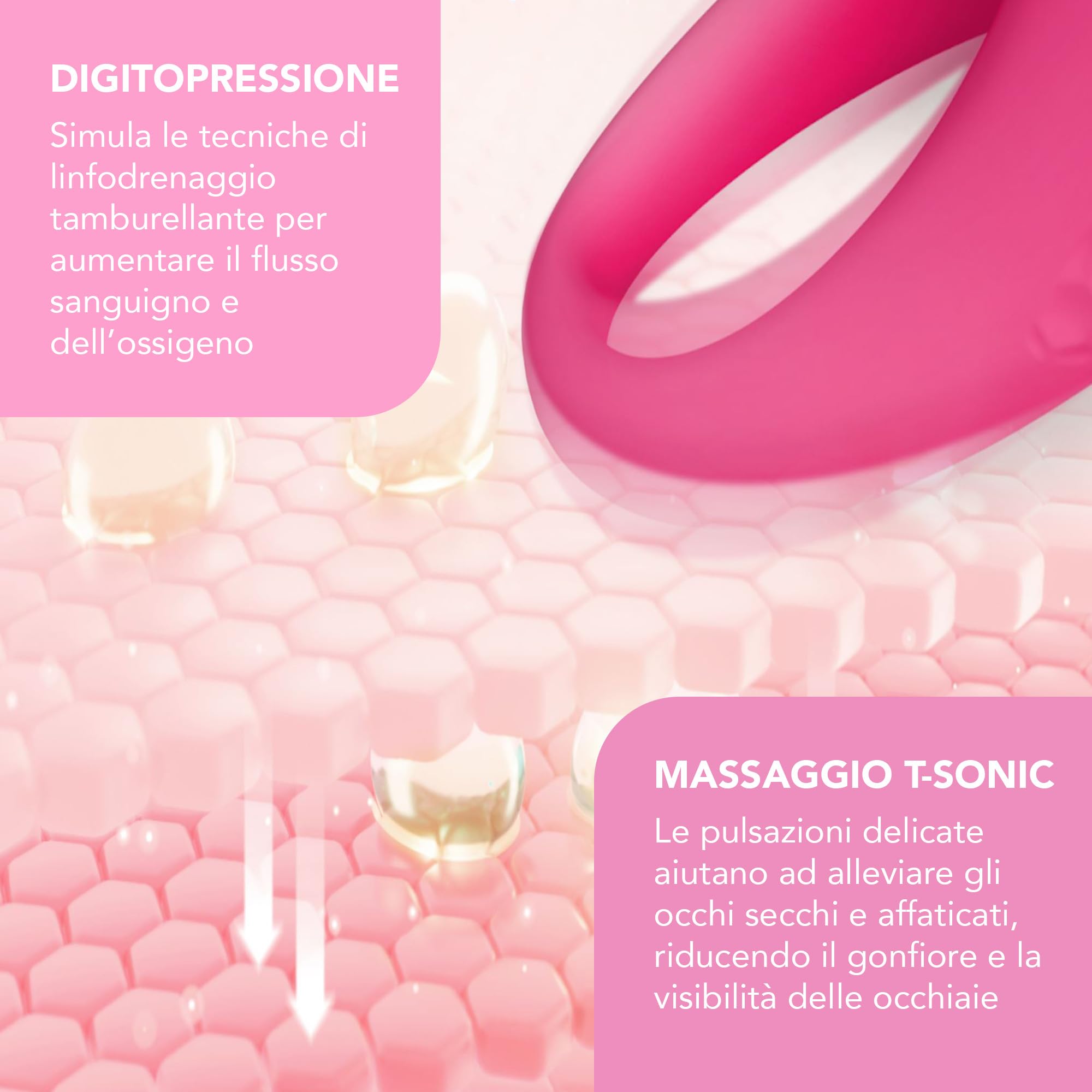 FOREO IRIS 2 massaggiatore per contorno occhi antirughe, silicone ultraigienico, Pearl Pink
