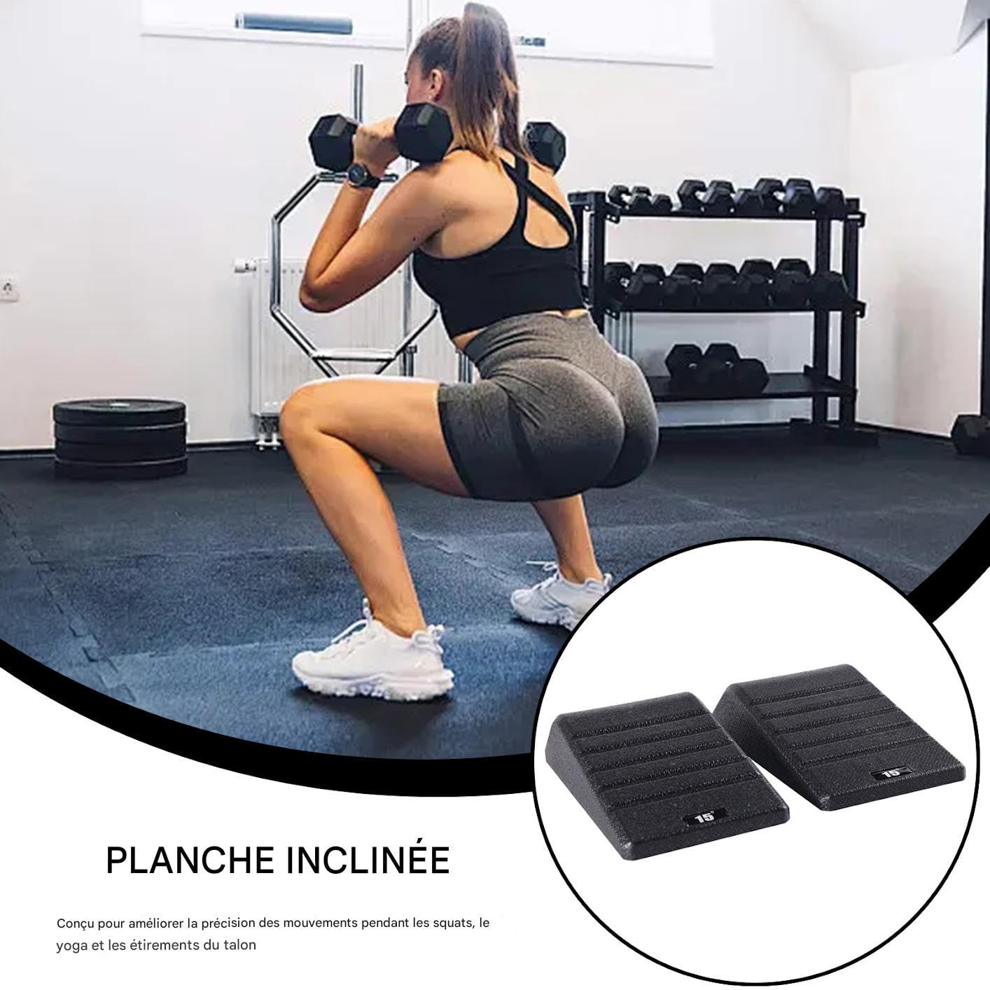 Cales de Squat | Planches Inclinées D'Étirement Des Pieds En 2 Pièces Pour Exercice | Équipement Antidérapant Pour Étirement Des Mollets Rampe Pour Salle De Sport Maison Studio Haltérophilie