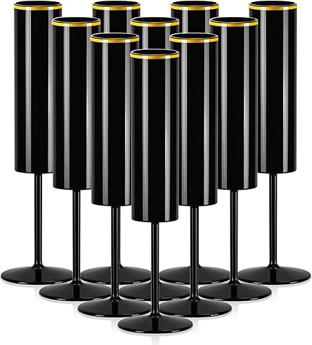 Vista 21 de 12 copas de champán rosa de 6 onzas acrílicas reutilizables para boda, copas de tostadas, copas de champán cuadradas, copas de vino de novia