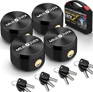 Trailer Door Lock – Keyed Alike Puck Locks for Trailers, Vans & Sheds, Push-to-Lock Mechanism, Hidden Shackle Design, Heavy-Duty Enclosed Trailer Locks (Black, 4 Pack, 12 Keys)