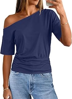 Women's Off The Shoulder Short Sleeve Tops 2026 Summer Casual Going Out Trendy Y2k T Shirts