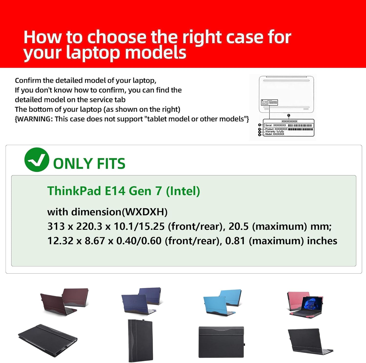 Laptop Case for Lenovo ThinkPad E14 Gen 7 (Intel)[Note Other Models] All Inclusive Drop Case 14" PU Leather Protective Laptop Bag Detachable Shell (Dark Grey)