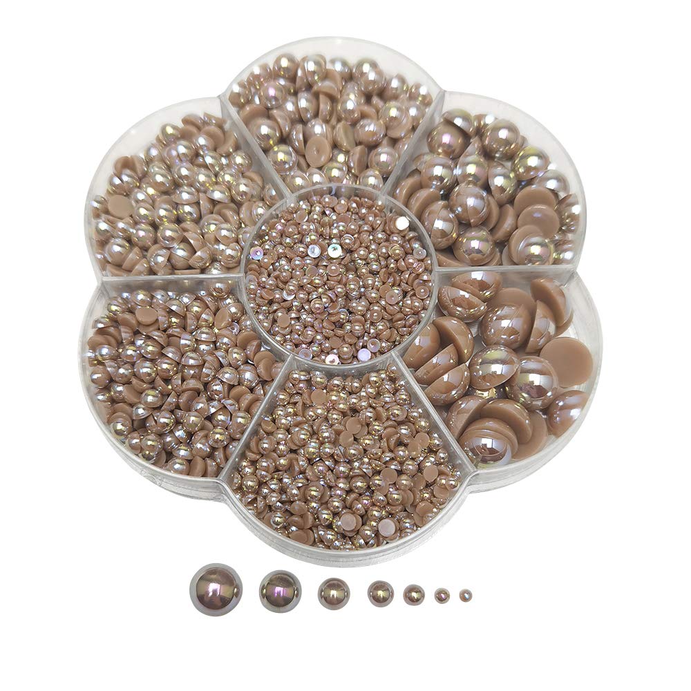 Photo 1 of Chenkou Craft 3000PCS 1 Box Brown Round Flatback Half Pearls Bead Loose Beads Gem (Brown Half Ball)
