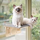 Pecute 2-in-1 Large Cat Window Perch & Wall Shelves, Cat Hammock Window with Solid Wood, Strong Suction Cup, Washable Cover Mat, Window seat Indoor, Cats Perch Bed for Birds Watching Inside, 21