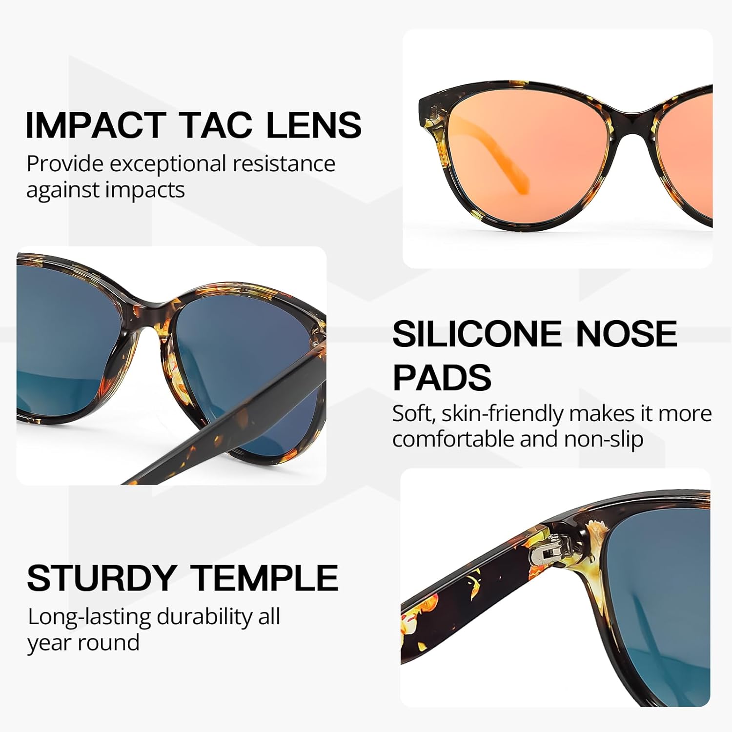 Myiaur Polarized Sunglasses for Women, Trendy Cat Eye Sun Glasses UV400 Protection Classic Retro Shade 2 Pack