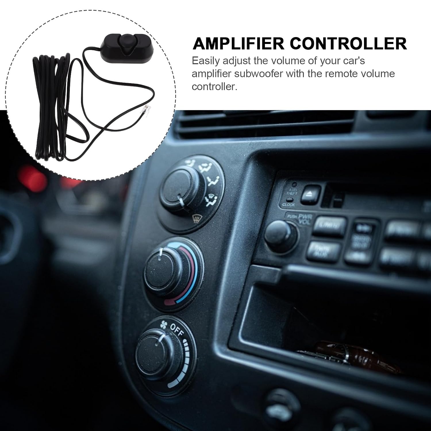 Power Amplifier Volume Control Knob with Remote Bass Knob for Car Amplifier Inline Level Controller Compatible with Automotive Audio Systems