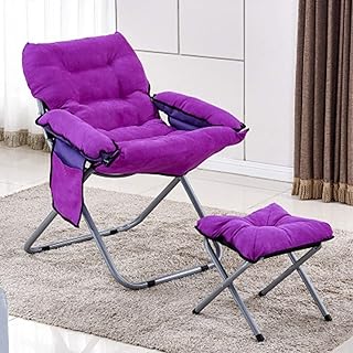 XGQ Creative Lazy Sofá Plegable Sala de Estar Sofá Individual Silla Tatami Lounge Chair con reposapiés (café) (Color : Violet)