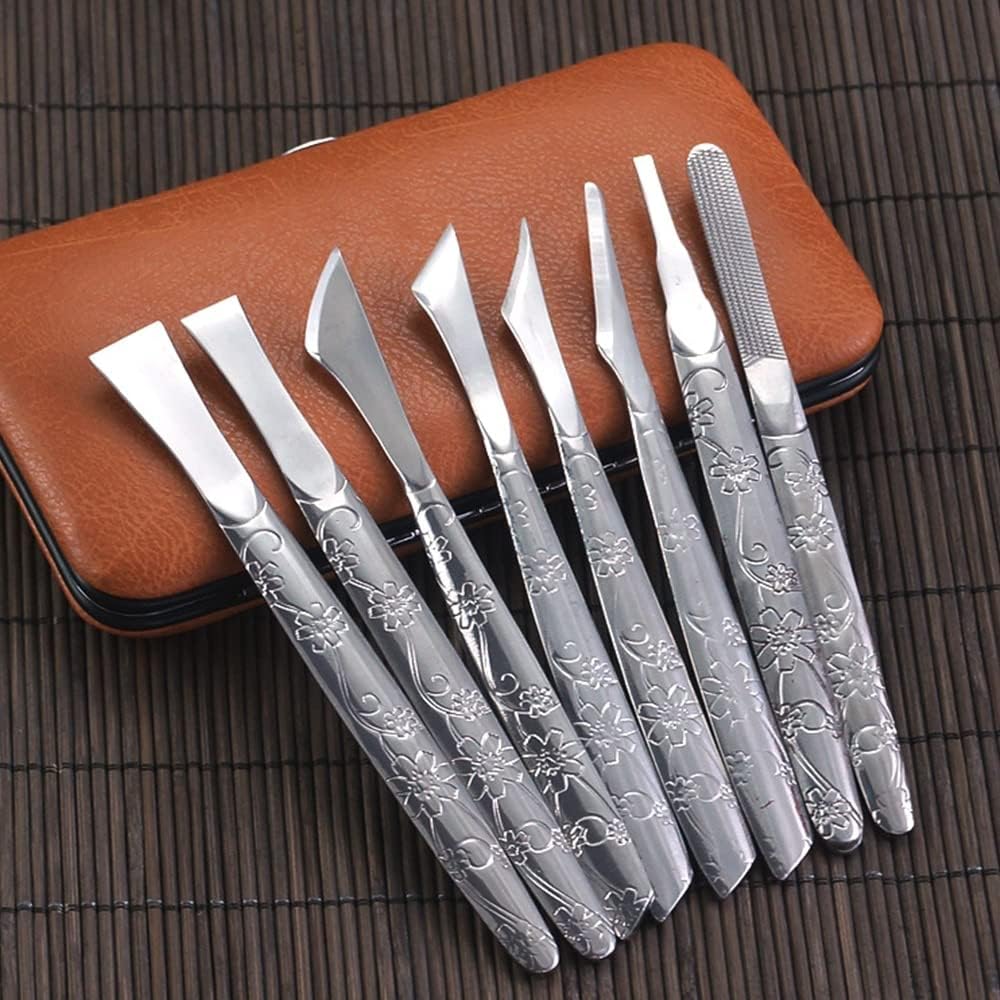Stainless Steel Leather Carving Knife Set 8/9Pcs/Set Craft Skiving Sharp Handle Knife Leather Tool Set Craft Handwork DIY Tool - (Color: 7pcs 1 set A)