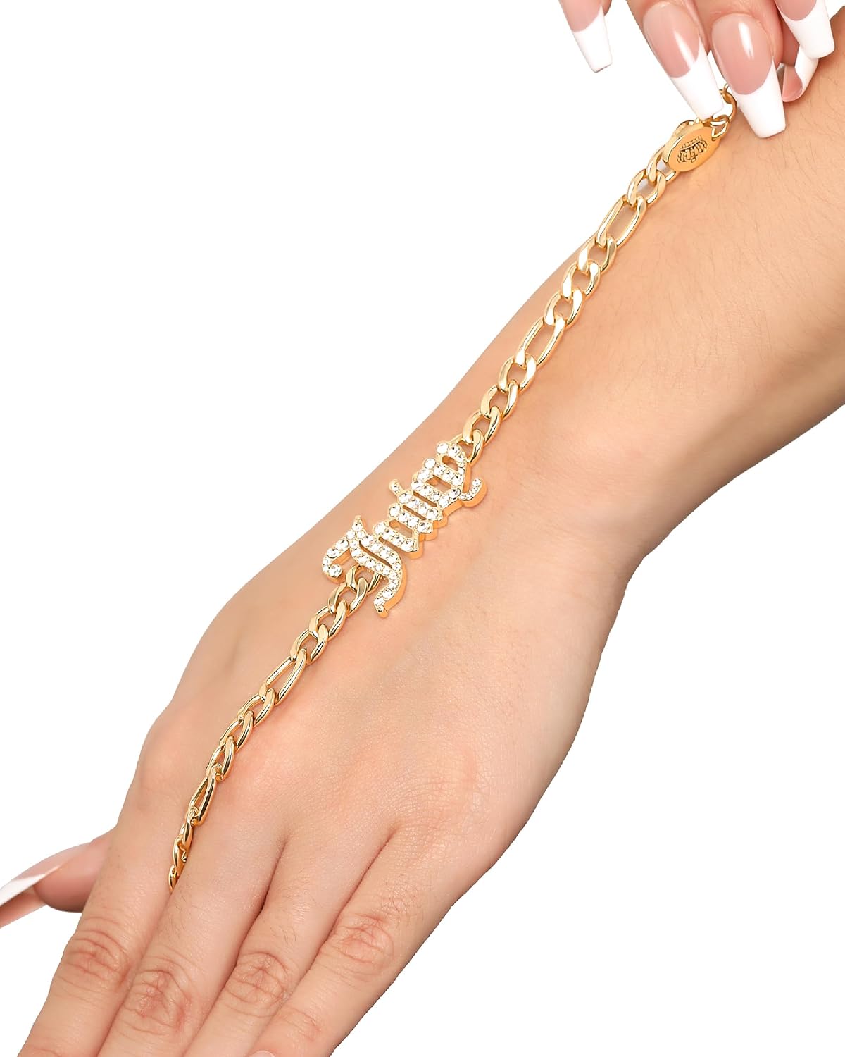 Juicy Couture Logo Clear Stone Bracelet for Women 7.5", Gold-Tone Bling Juicy Bracelet