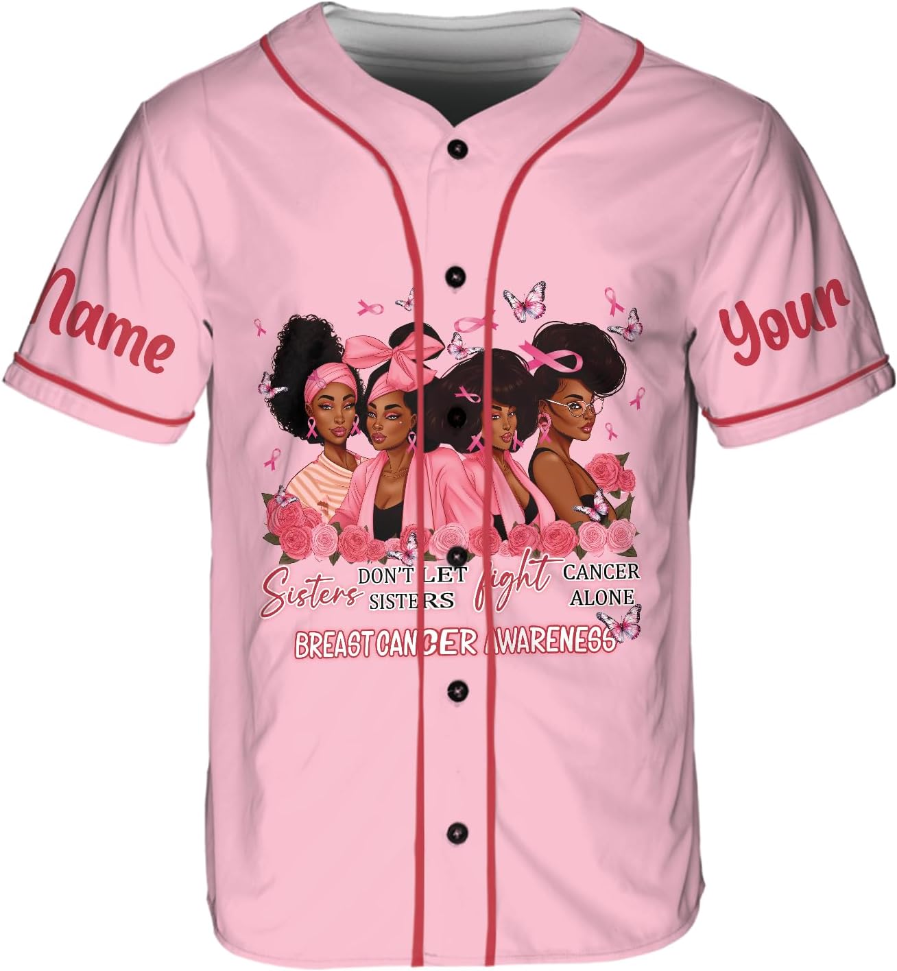 ThuhaTree Store Personalized Breast Cancer Baseball Jersey XS-5XL, Breast Cancer Shirts for Women (Style 7) Multi