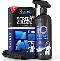 iOCLEAN Screen Cleaner Spray Kit (16oz) with Microfiber Cloth & 2 Nozzles - Streak-Free for TV, Phone, Laptop, Monitors