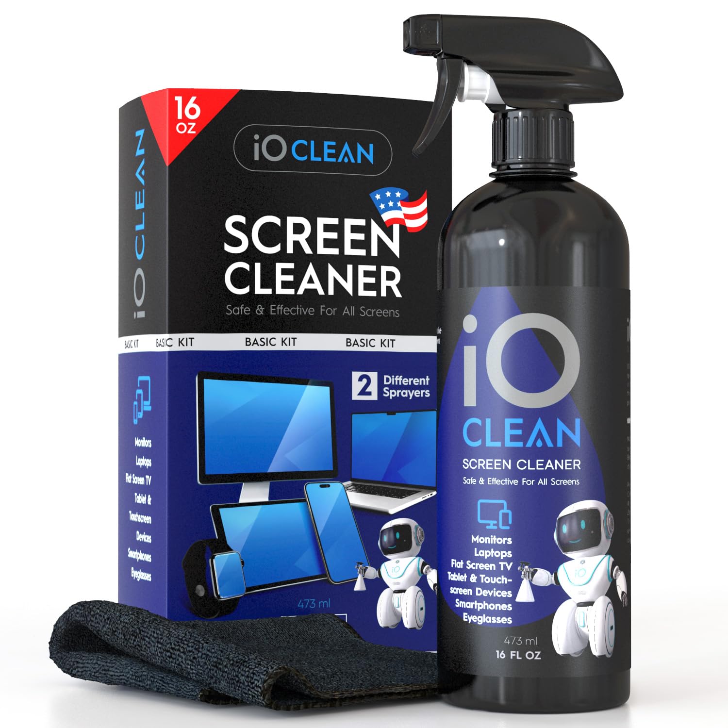 Screen Cleaning Spray (473 ml), Large Cleaning Kit for LCD/LED/OLED TV, Smartphone, iPad, Laptop, Touchscreen, Computer Monitor, Other Electronic Devices, Microfibre Cloths Screen Cleaning Spray (473 ml), Large Cleaning Kit for LCD/LED/OLED TV, Smartphone, iPad, Laptop, Touchscreen, Computer Monitor, Other Electronic Devices, Microfibre Cloths