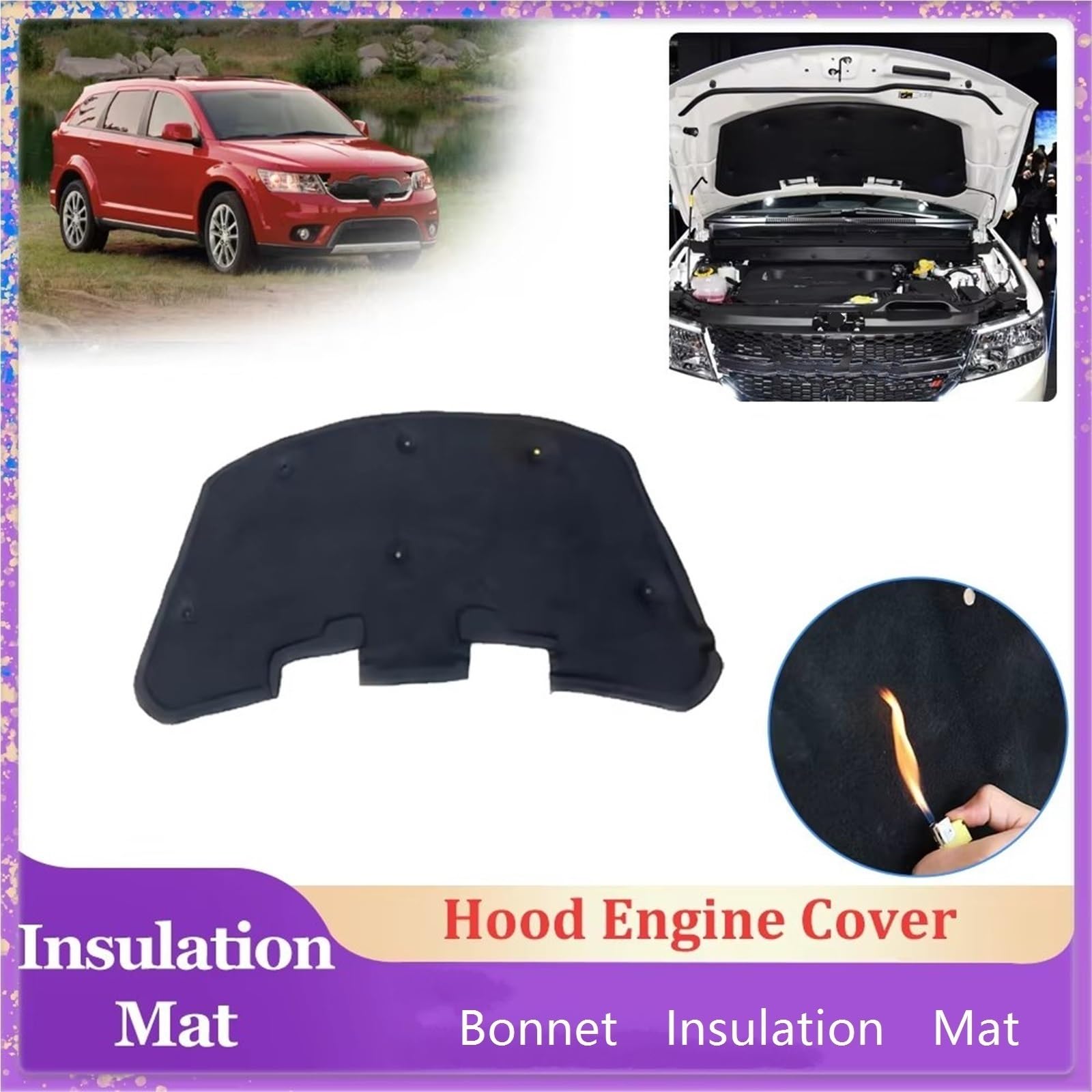 Cofano motore Compatibile Con Fiat Per Freemont J 2009-2020 Auto Cofano Isolante Pad Copertura Del Motore Fodera In Cotone Insonorizzata Calore Zerbino Accessori