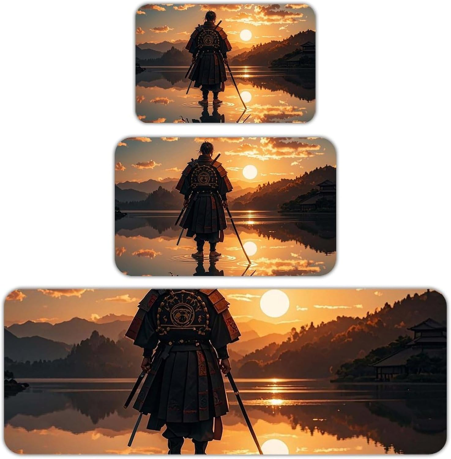 Warrior Reflection Kitchen Mats for Floor 3 Pcs Kitchen Rugs