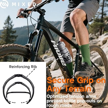 Mixed 2-Pack Bike Water Bottle Holder Cage - Carbon Fiber Reinforced, Only 12g - Universal Bike Cup Rack for Road & MTB Bicycles with Secure