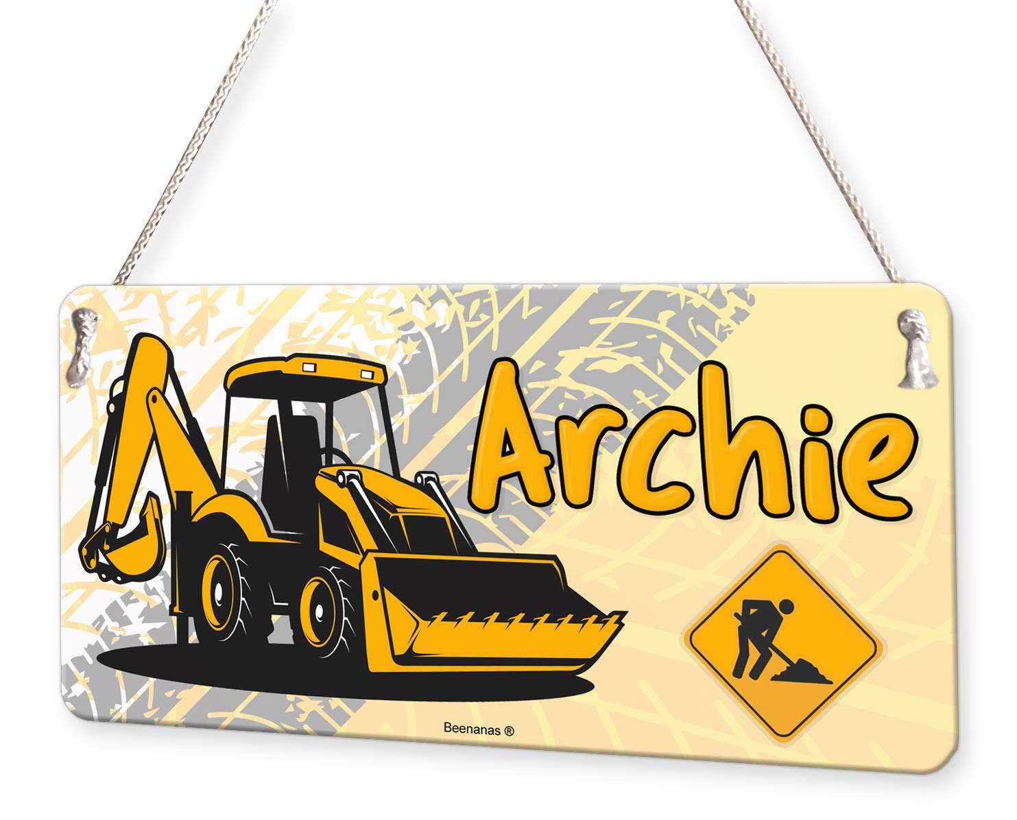 Beenanas Digger Construction Personalised Childs Bedroom Door Sign Name Plaque