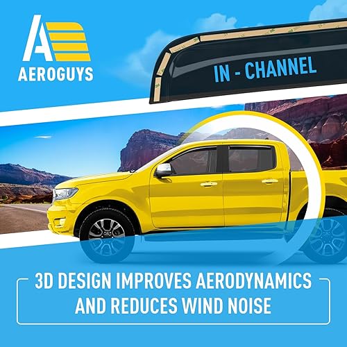 Miniatura 5 de Deflectores de Ventana Extra Duraderos en Canal, Viseras de Ventana, Protectores de Lluvia Compatibles con Ford Ranger 2019-2023 SuperCrew, Viseras