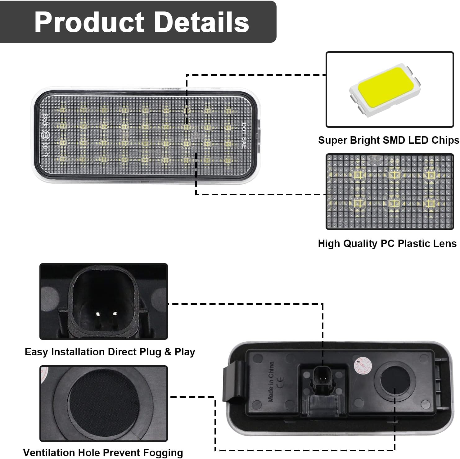 Truck LED Bed Lights Trunk Lighting Kit Compatible with Tacoma 2020 2021 2022 2023,Clear Lens White LED Bed Cargo Lights Assembly Replacement for PT85735200 (Built-in 36Pcs LED Beads)