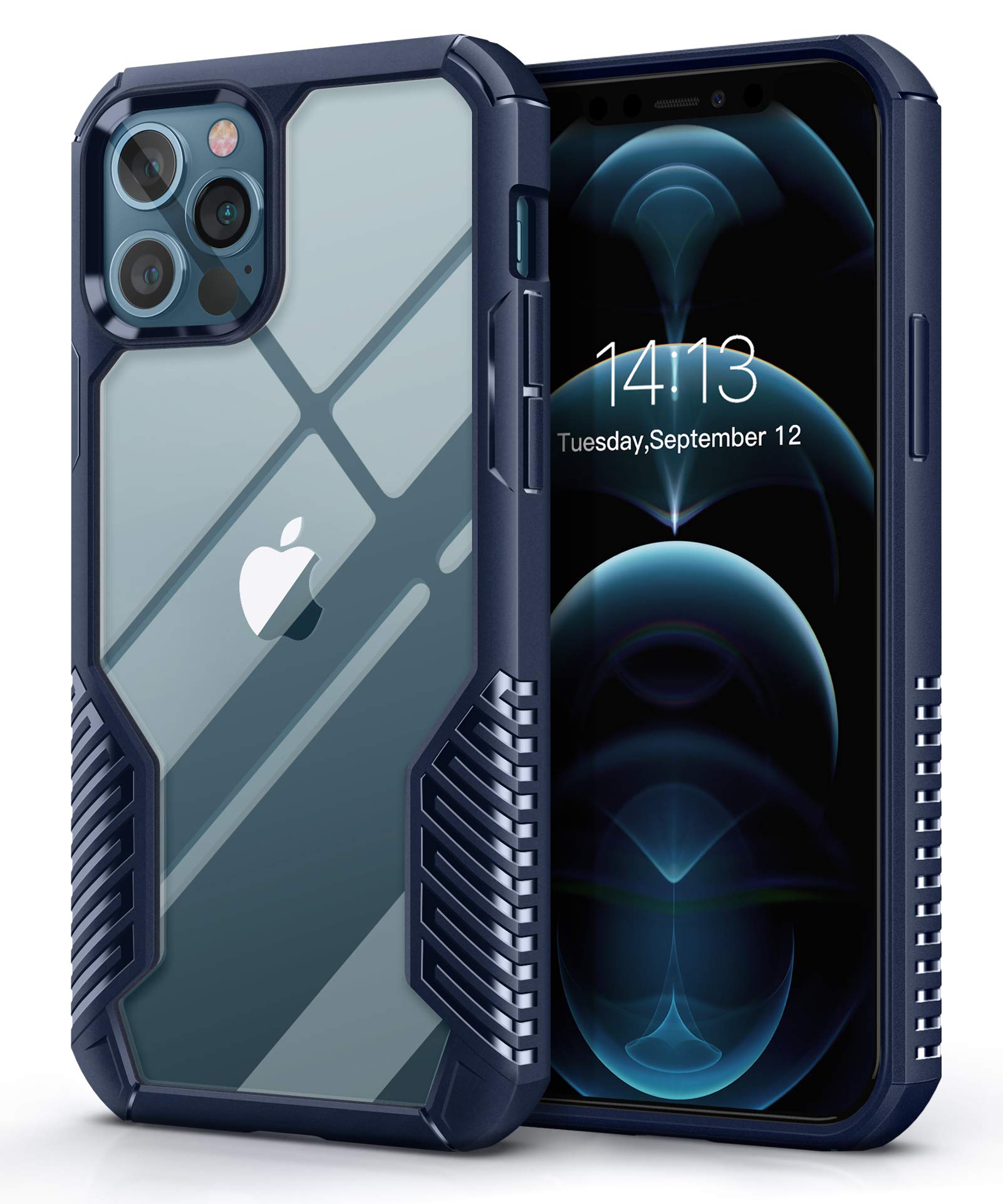 Compatible with iPhone 12 Pro Max Case 2020, Vanguard Armor Protective Phone Case Cover, Military Grade Heavy Duty Shockproof Slim Clear Case 6.7 Inch (Dark Blue)
