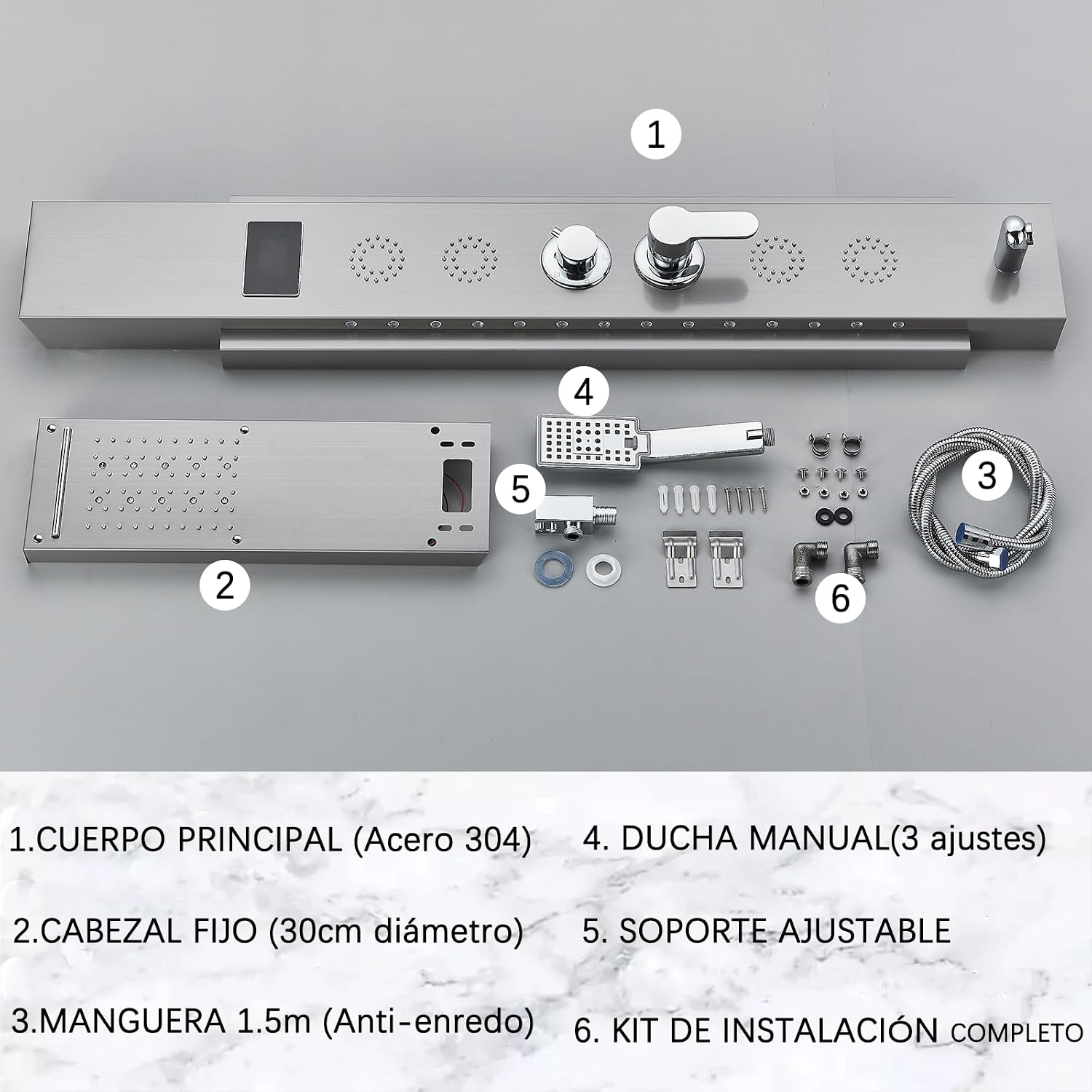 Close-up of shower panel controls and hydroelectric generator