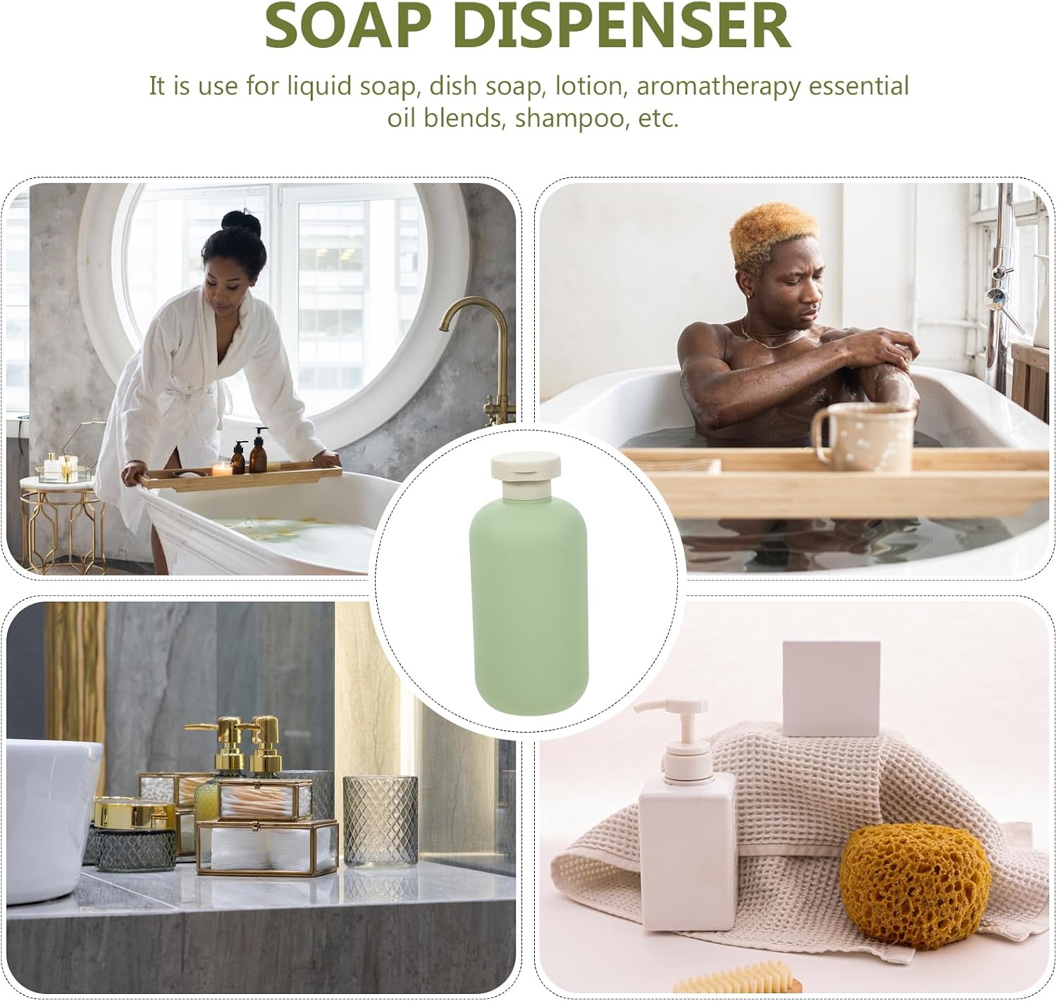 Lurrose Travel Bottles for Toiletries: 3pcs Shampoo and Conditioner Dispenser - 300Ml Squeeze Bottles for Liquids - Travel Size Toiletries Containers