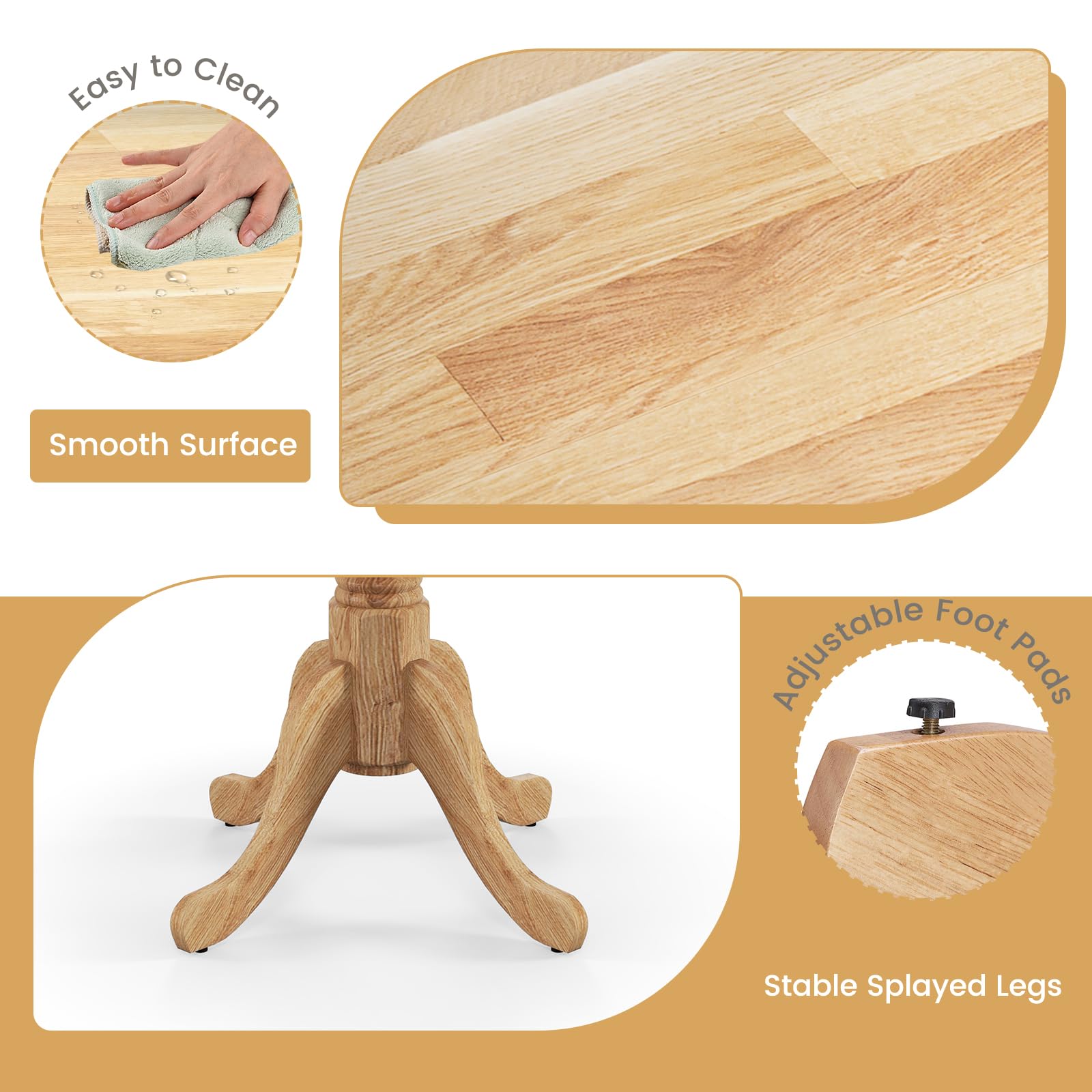 LIFEZEAL 100cm Runder Esstisch, Esszimmertisch für 4 Personen, Küchentisch Esszimmer Tisch Holz mit Säulenfuß, Dining Table Vintage für Bistro Küche Restaurant (Natur)