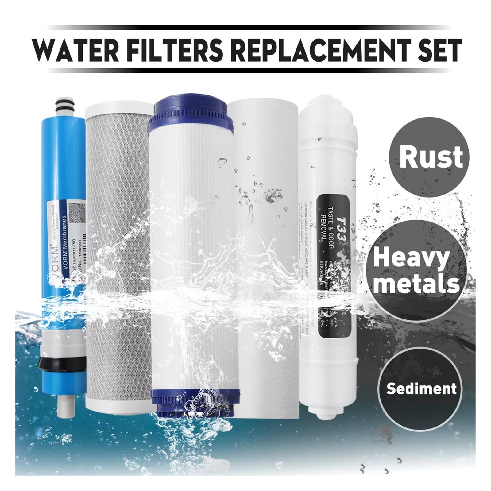 Sistema de filtración de agua, 50/75/100/125GPD hogar cocina ósmosis inversa RO membrana de agua de repuesto purificador de filtro de agua tratamiento de bebida(50GPD)