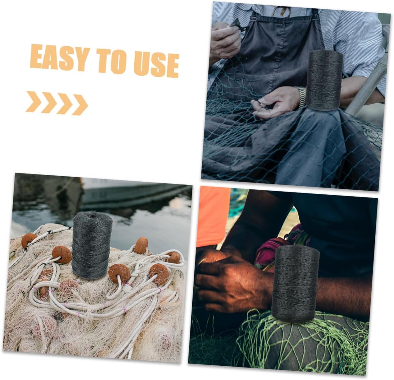 Uonlytech 2pcs Multi-use Nylon Twine String for Fishing Net Repair Braided Fishing Line Sturdy Twine Rope for Binding and Fixing Heavy Duty Netting String