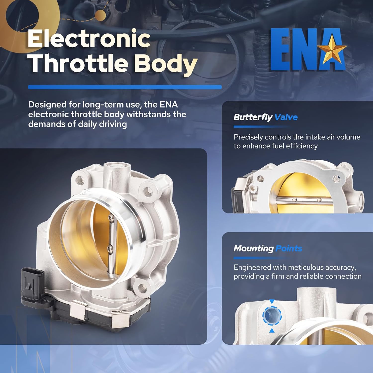 ENA Electronic Throttle Body S20219 Compatible with Buick Cadillac Chevy Chevrolet GMC Enclave LaCross Canyon 2013 2014 2015 2016 2017 2018 2019 2020 V6 3.0L 3.6L Replacement for 12632172 12648415
