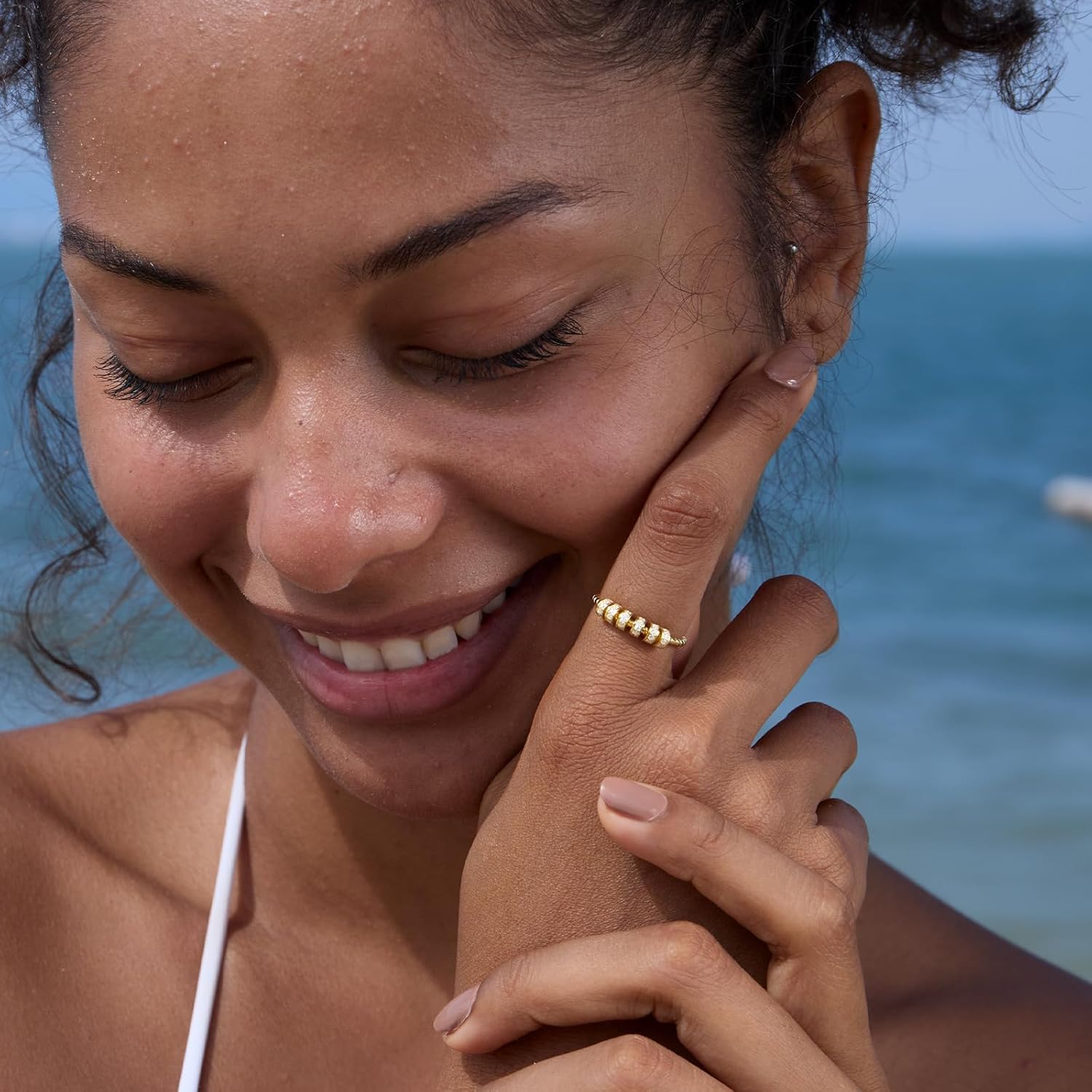 STORYJEWELLERY Fidget Rings for Women, Anxiety Rings for Women, Spinner Ring, Silent Spinning Stress Rings, Fidget Jewelry
