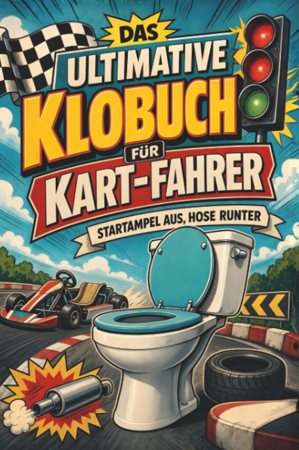 Das ultimative Klobuch für Kart-Fahrer: Startampel aus, Hose runter. Lustiges Geschenk für Go Kart-Fahrer, Rennstrecken und Startampeln