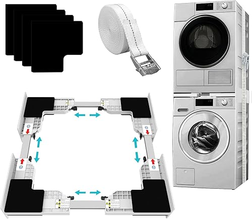 HHXRlSE Kit de apilamiento para lavadora y secadora kit de apilamiento universal con correa de trinquete, kit de apilamiento ajustable de 21 a 29
