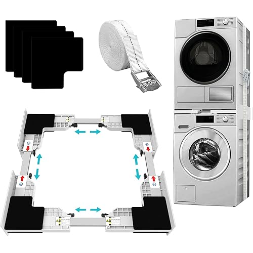 HHXRlSE Washer Dryer Stacking Kit: Universal Stacking Kit with Ratchet Strap - Adjustable 21" - 29" Stacking Kit - Save Space in Your Laundry Room